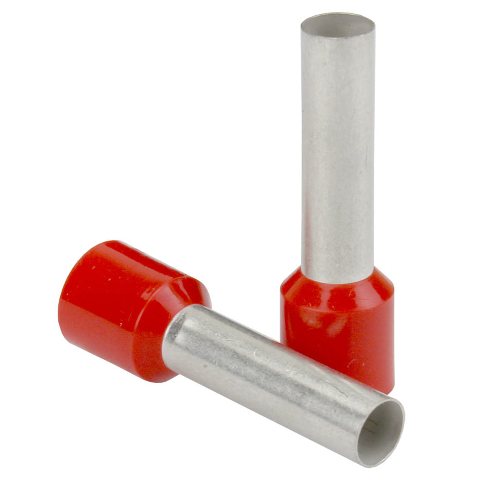 Pacer Red 16 AWG Wire Ferrule 8mm Length 25 Pack TFRL168MM25