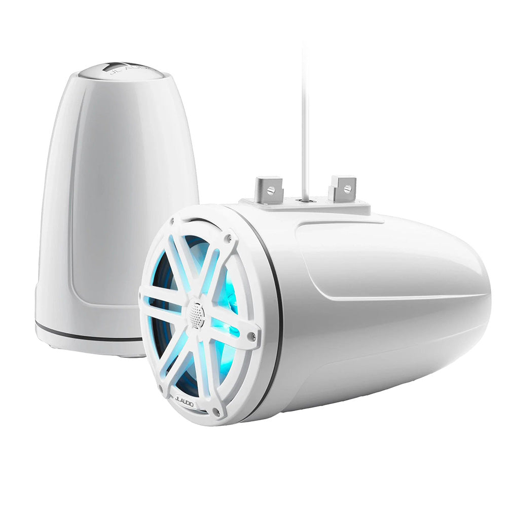 JL Audio M3 Series 77 Enclosed Tower Coaxial System wGloss White Sport Grille RGB LED Lighting M3770ETXv3GwSGwi