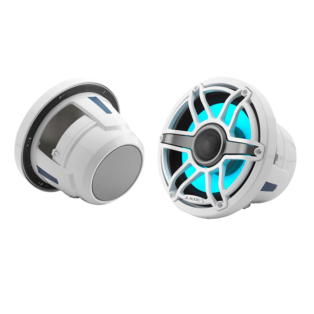 JL Audio M6 Series 88 Marine Coaxial Speakers wGloss White Sport Grille Transflective LED Lighting M6880XSGwGwi
