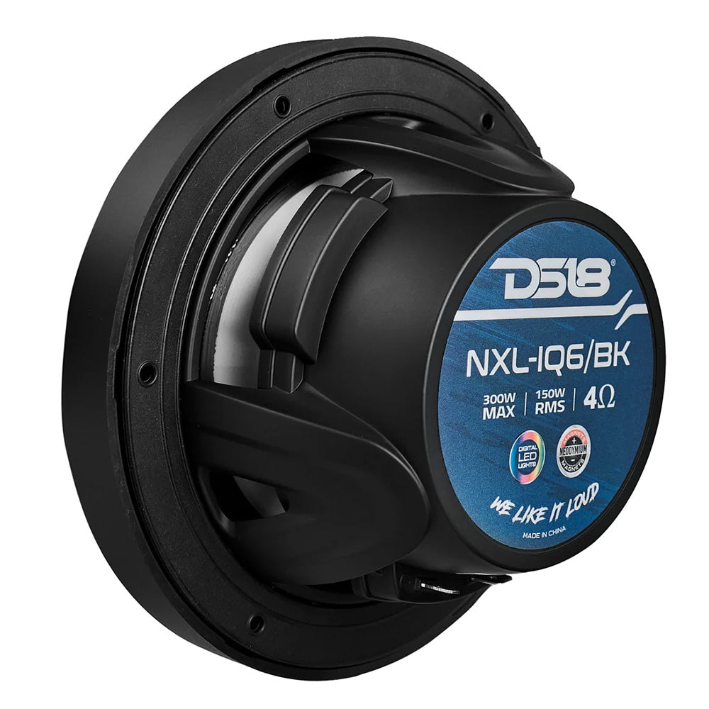 DS18 65 2Way Coaxial Marine Speakers wDigital LED Lights Bullet Tweeter Black 150W 4Ohm NXLIQ6BK