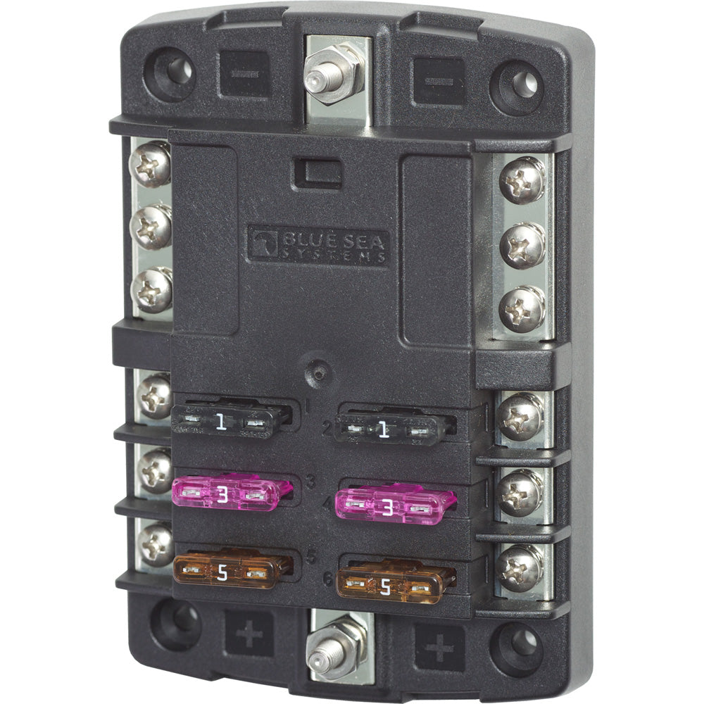 Blue Sea 5030 ST Blade Fuse Block wo Cover 6 Circuit wNegative Bus 5030