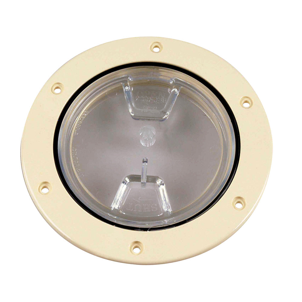 Beckson 4 Clear Center ScrewOut Deck Plate Beige DP40NC
