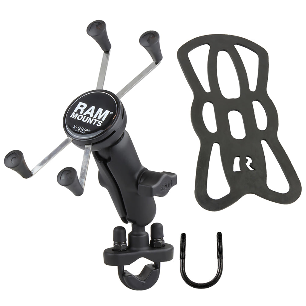 RAM Mount Handlebar Rail Mount wZinc Coated UBolt Base Universal XGrip Large PhonePhablet Cradle RAMB149ZUN10U