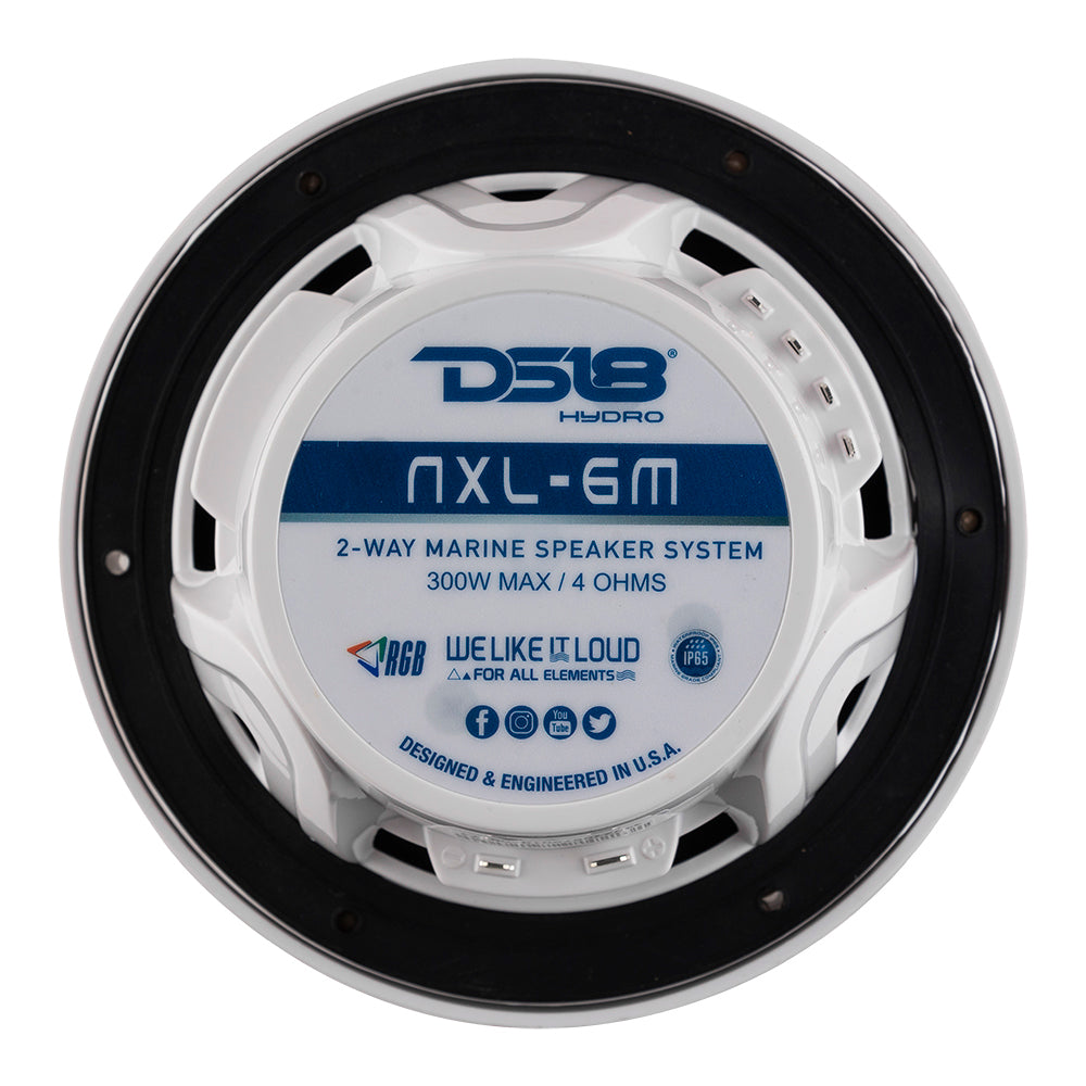 DS18 New Edition HYDRO 65 2Way Marine Speakers wRGB LED Lighting 300W White NXL6MWH