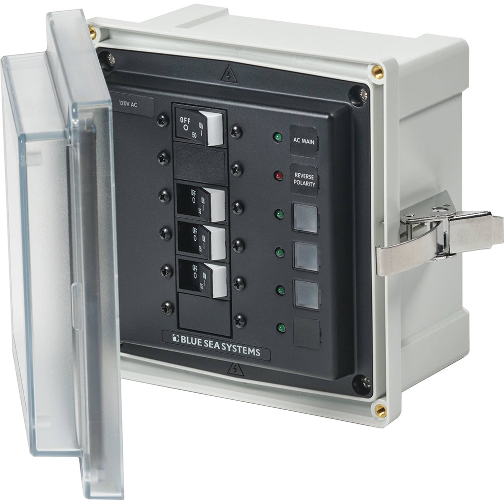 Blue Sea 3130 SMS Panel Enclosure wMain 3 Branch 15A 120V AC 3130