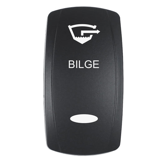 Pacer Actuator  BILGE fV Series Contura Switches  Black  Laser Etched TopBottom Light EV2LEBLG