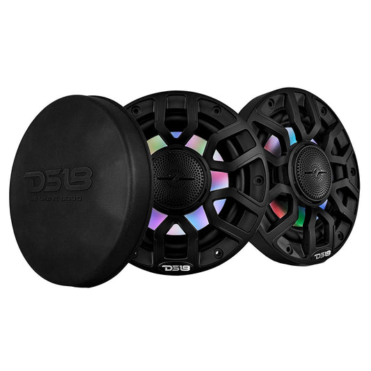 DS18 65 2Way Coaxial Marine Speakers wDigital LED Lights  Bullet Tweeter  Black  150W 4Ohm NXLIQ6BK