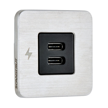 Scanstrut TILE USBC Interior Charging Socket  1224V  Stainless Steel Bezel SCTILE21