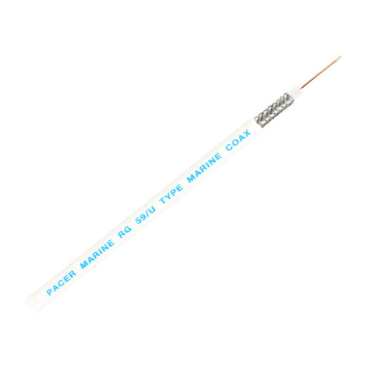 Pacer RG59UW Coax Cable  White  200 MRG59UW200