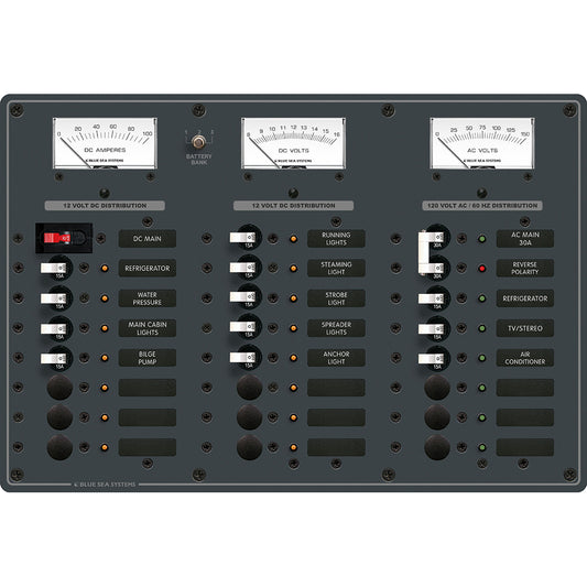 Blue Sea 8084 AC Main 6 PositionsDC Main 15 Positions Toggle Circuit Breaker Panel  White Switches 8084