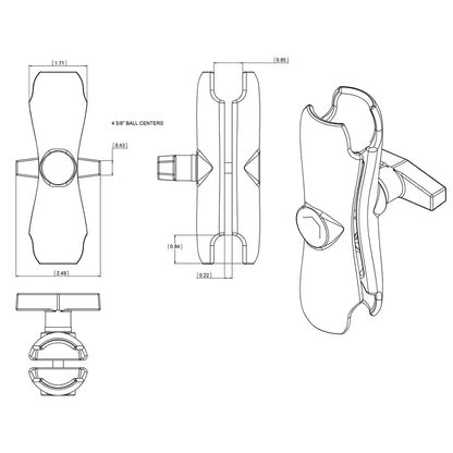 RAM Mount Double Socket Arm f15 Ball Bases RAM201U