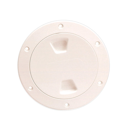 Beckson 4 Smooth Center ScrewOut Deck Plate  Beige DP40N