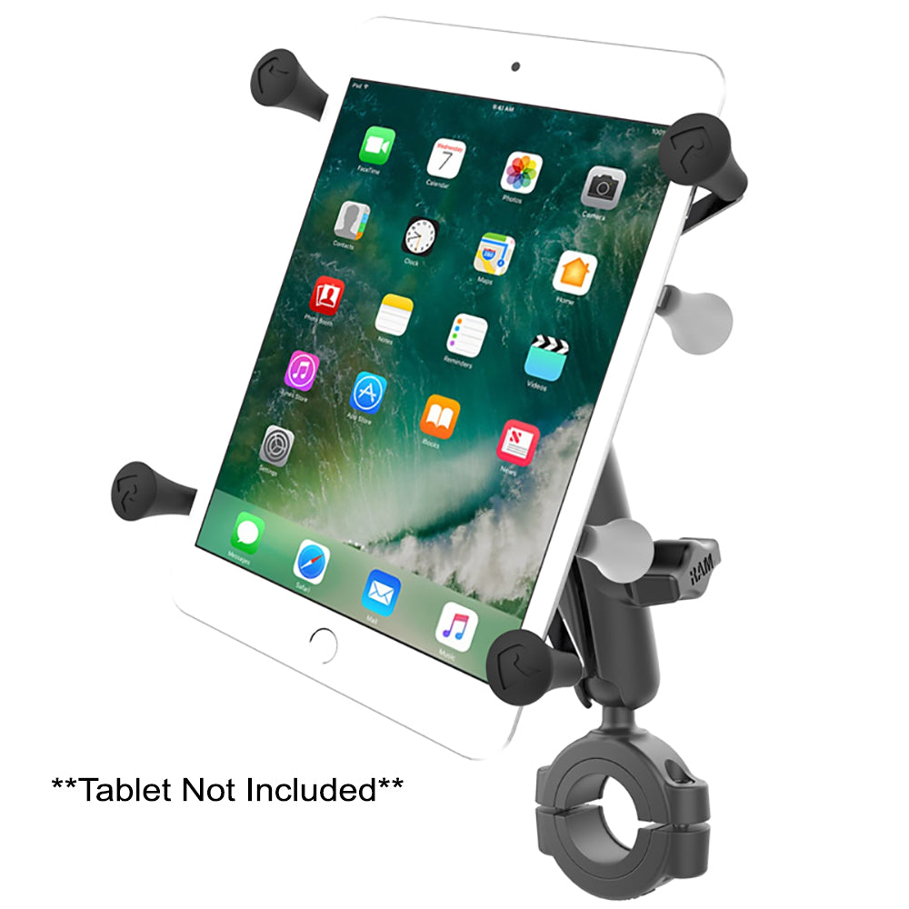 RAM Mount RAM Torque 1 18  1 12 Diameter HandlebarRail Base with 1 Ball Medium Arm and XGrip for 78 Tablets