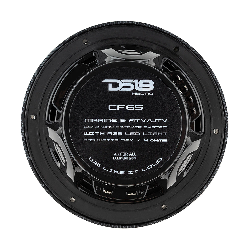 DS18 HYDRO 65 2Way Marine Speakers wRGB LED Lights 300W  Black Carbon Fiber CF65