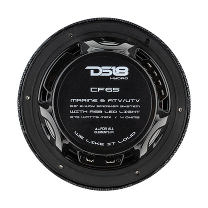 DS18 HYDRO 65 2Way Marine Speakers wRGB LED Lights 300W  Black Carbon Fiber CF65
