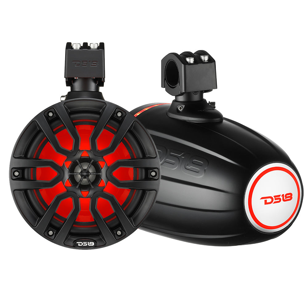 DS18 X Series HYDRO 65 Wakeboard Pod Tower Speaker wRGB LED Lights  300W  Matte Black  NXLX6TPBK