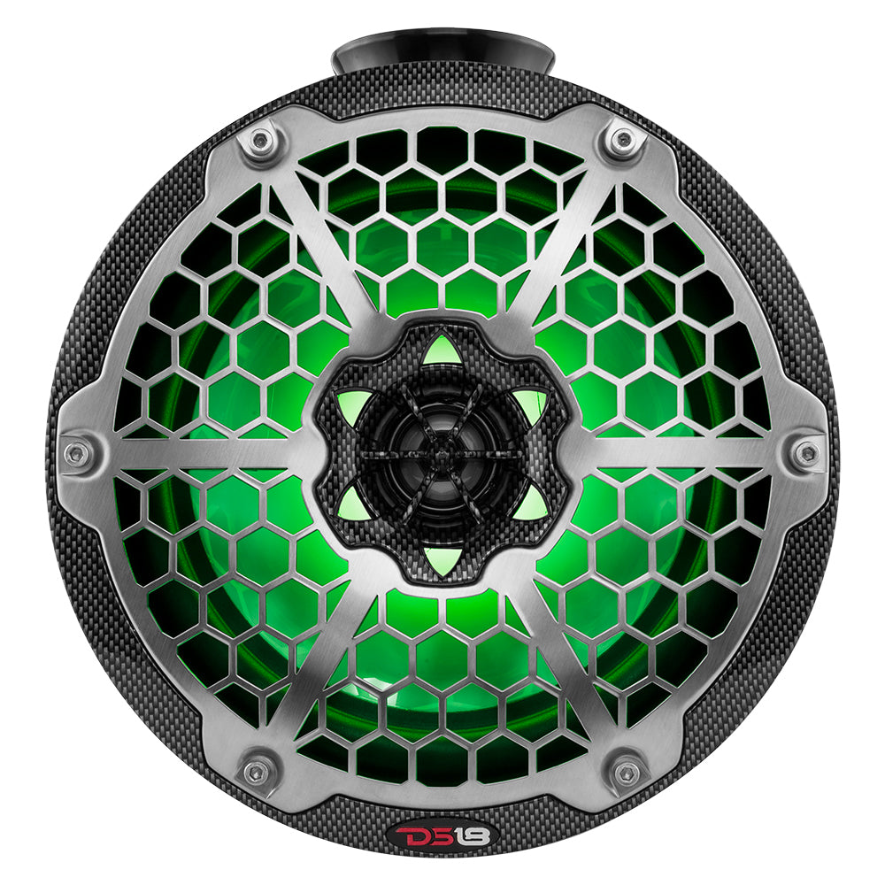 DS18 HYDRO 8 Compact Wakeboard Pod Tower wRGB Light  375W  Black Carbon Fiber CFPS8
