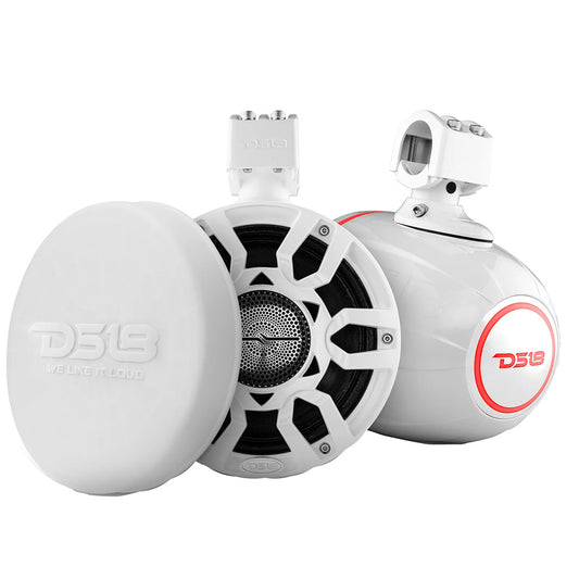 DS18 HYDRO 8 Marine Tower Speakers wRGB LED Lights  Pro Audio Loudspeakers  White NXLX8PROWH