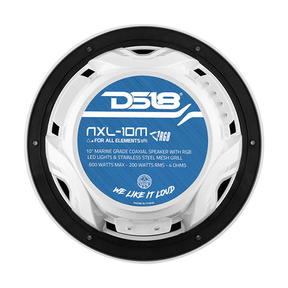 DS18 HYDRO 10 2Way Speakers wBullet Tweeter  Integrated RGB LED Lights  White NXL10MWH